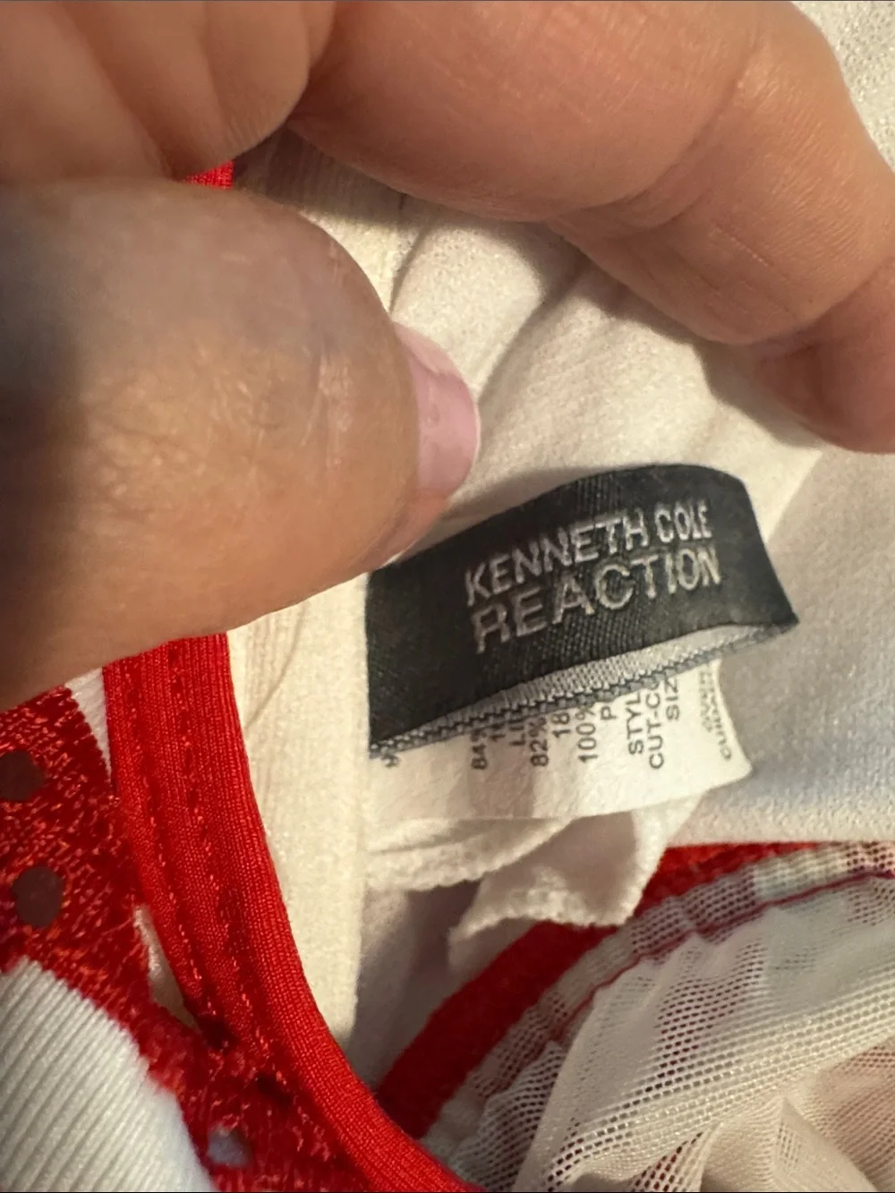 Kenneth Cole Reaction Red and White Striped Ruffled Tankini Set
